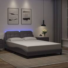 Sängar & Madrasser vidaXL Bettgestell mit LED Grau 140x190 cm Bettrahmen