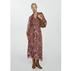 Red - Women Dresses Mango Printed long dress maroon Women