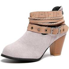 Hohe Stiefel El Contente Frauen Schnee High Heel Wildleder Leder Reißverschluss Schuhe Beige