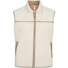 Mos Mosh Tøj Mos Mosh MMRowe Teddy Waistcoat, Ecru