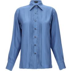 Puffärmel Blusen Tom Ford Pleated Shirt - Light Blue