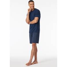 XS Schlafanzüge Schiesser Schlafanzug kurz V-Ausschnitt admiral Casual Essentials blau