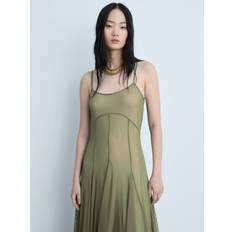 Kleding Mango Mango Moss Tulle Seams Dress, Green