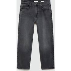 Mango Herr Byxor & Shorts Mango Tvättade Jeans Med Rak Passform - Svart
