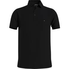 Elastane/Lycra/Spandex Polo Shirts Tommy Hilfiger Mens Black Slim-fit Cotton-pique Polo Shirt BLACK