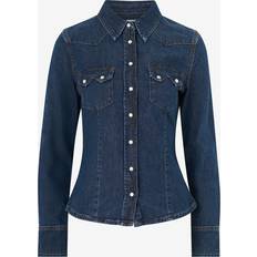 M - Women Shirts Mango Chest-pocket denim shirt dark blue Woman Dark Blue