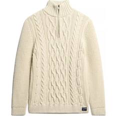 Superdry Tröjor Superdry Jacob Cable Knit Half ZIP Herr Tröjor Från Magasin Ecru