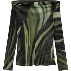Gröna - Mesh Blusar Mango Svart off shoulder-topp mesh med mönster-Svart/a