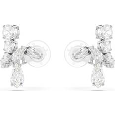 Swarovski Earrings Swarovski Matrix clip earrings, Mixed cuts, White, Rhodium plated