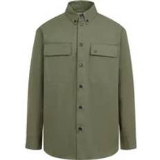 Off-White Overtøj Off-White logo-embroidered shirt jacket men Organic Cotton Green