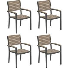 Patio Dining Sets Travira Aluminum Carbon Stackable Outdoor Arm Chair of 4 18" H x 48" W x 19" D Patio Dining Set