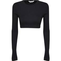 Palm Angels Dame Bluser Palm Angels Cropped Rib Top - Sort