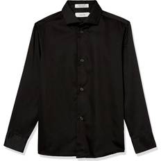 Black Shirts Children's Clothing Calvin Klein Big Boys Husky Solid Stretch Poplin Shirt Black (18 Husky)