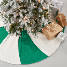 Christmas Tree Skirts Jolly Holiday Candy Cane Skirt 72" x 72" - White/Green Christmas Tree Skirt