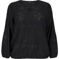 3XL - Kort ærme Bluser Zizzi Top vLisa L/S Blouse Sort