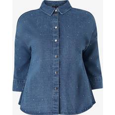 Zizzi Overdele Zizzi Skjorte eLova 3/4 Denim Shirt Blå