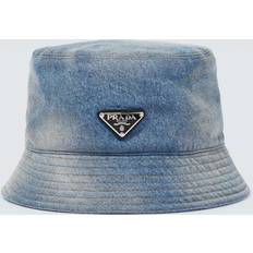 Prada Hovedbeklædning Prada Logo denim bucket hat blue