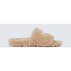 Fabric Slides Balenciaga Political Campaign Furry slides beige (UK 10)