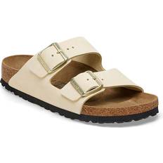 Slides reduziert Birkenstock Arizona Ecru Nubuck Leather Two Bar Mules Colour: Beige Su