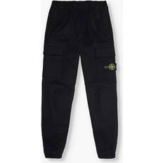 Stone Island Boys Black Kids Compass-badge Tapered-leg Stretch-cotton Trousers 4-8 Years BLACK