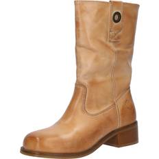 Cashott Casvilma Pull On Mid Cut Boot Waxy Leather Kvinde Cognac Cowboy & Biker hos Magasin