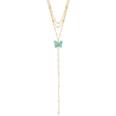 Turquoise Necklaces Ettika Turquoise Butterfly Pearl Chain Lariat Necklace