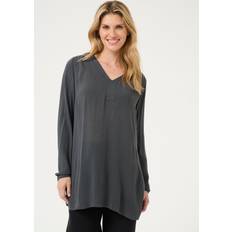 Grå - L Bluser Kaffe Amber Vneck Tunic Tunikaer hos Magasin