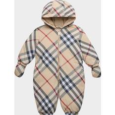 Beige Suits Burberry Childrens Check Nylon Puffer Suit Pale Stone 18M