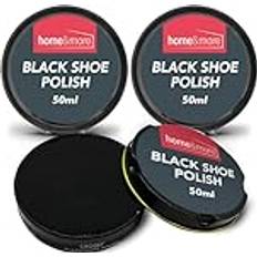 SOL 3-pack svart skokräm ml svart läderskokräm med bivax och karnaubavax för varaktig glans svart skokräm för läder svart läder sko polering svart stövel polish skokräm svart, Svart, En