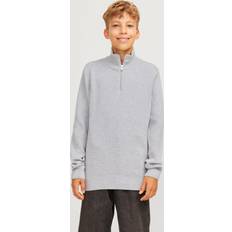 Knöpfe Strickpullover Jack & Jones Viertel Reißverschluss Junior Grau