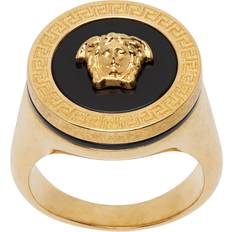 Men Rings Versace Gold Enamel Medusa Ring K41T-Black-Tribute IT 23