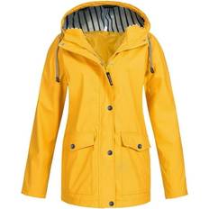 Clothing AOOCHASLIY, AOOCHASLIY Women Solid Rain Jacket Outdoor Plus Hooded Raincoat Windproof