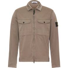 Stone Island Clothing Stone Island 12808 Organic Stretch Cotton Satin Overshirt with Zip Fastening - Nutshell