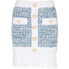 Balmain Blåa Kläder Balmain Viscose Blend Tweed Mini Skirt