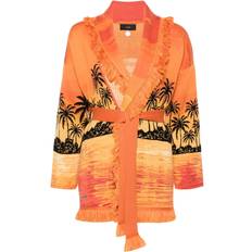 Orange - Women Cardigans Alanui Keralda sunset-print cardigan women Cotton/Wool/Polyamide/Viscose/Silk Orange