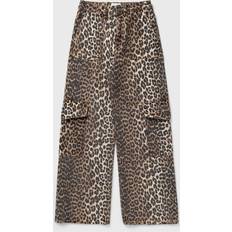 Ekologiskt material - Multifärgade Byxor & Shorts Ganni Leopard Print Cargo Jeans - Brun