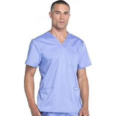 Cherokee Workwear Revolution Men Scrubs Top V-Neck WW670, M, Ciel Blue