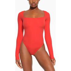 Red Shapewear & Under Garments SKIMS Long Sleeve Square Neck Bodysuit Red Fits Everybody