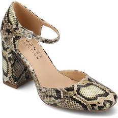 Shoes Journee Collection Hesster Mary Jane Pump in Beige Snake Embossed