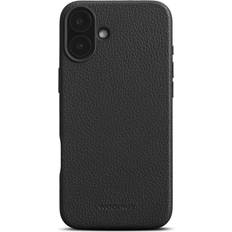 Woolnut Mobiltilbehør Woolnut iPhone 16 Plus Ægte Læder Cover MagSafe Kompatibel Sort