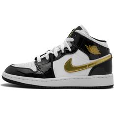 Basketbalschoenen uitverkoop Air Jordan 1 Mid Patent SE GS - Black Gold