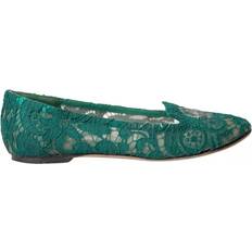 Schoenen Dolce & Gabbana Grønn Taormina Lace Slip On Flats Green 1/2