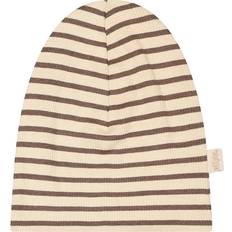 Stribede Huer Børnetøj Petit Piao Chocolate Brown/Dark Off White Beanie Modal Striped 104-116