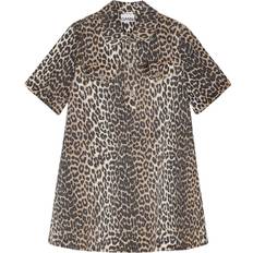 Multicolor Vestidos Ganni Women's Print Denim Mini Dress - Leopard