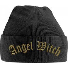 Gold Mützen Beanie Mit Aufgesticktem Engel-Hexe-Logo - Schwarz/Gold/Bunt