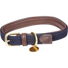 B&Q Plaited Leather Dog Collar Brown/Navy (XL)