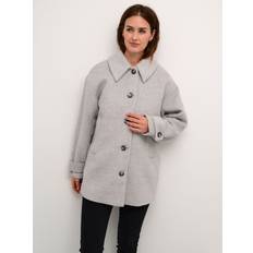 3XL Coats Kaffe Maja Wool Blend Coat, Grey