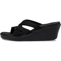 Skechers Women Heeled Sandals Skechers Women's Rumble ON-Heat Maze Wedge Sandal, Black/Black