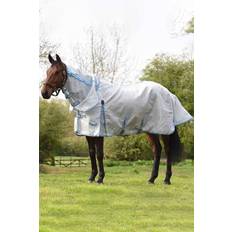 Equestrian Weatherbeeta Comfitec Hexi Shield Combo Neck Fliegendecke Silber/Blaugrün