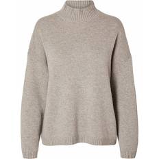 Selected Femme High Neck Knitted Jumper - Irish Cream